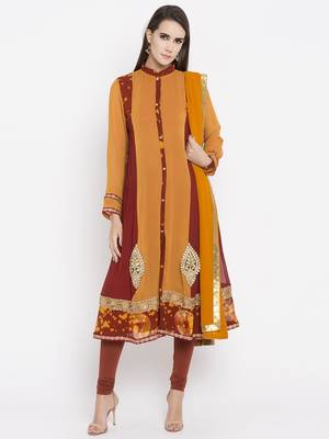 Mustard printed georgette salwar 1