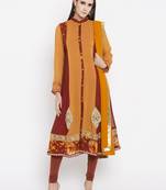 Mustard printed georgette salwar