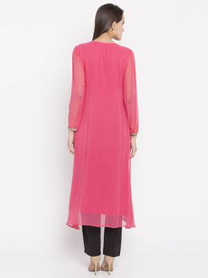 Pink printed georgette salwar 2