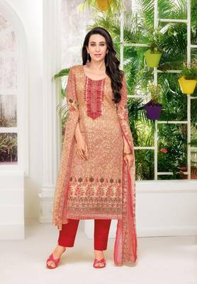 Apricot printed satin salwar 1