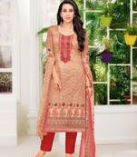 Apricot printed satin salwar