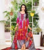 Multicolor printed satin salwar