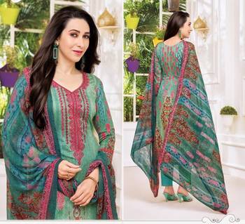 Turquoise printed satin salwar 2