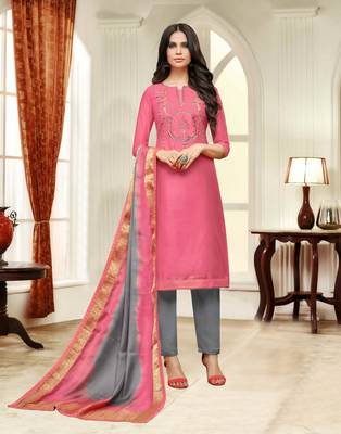 Pink printed silk salwar 1