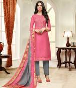 Pink printed silk salwar