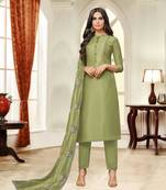 Green printed silk salwar
