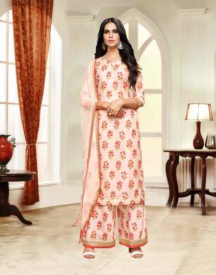 Light-pink printed silk salwar 1