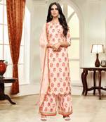 Light-pink printed silk salwar