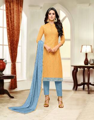 Yellow printed silk salwar 1