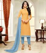 Yellow printed silk salwar