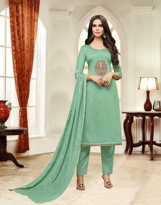 Green printed silk salwar 1