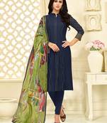 Blue printed cotton salwar