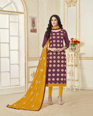 Magenta printed banarasi silk salwar 1