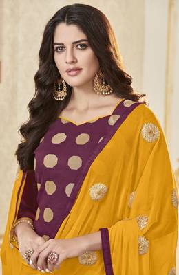 Magenta printed banarasi silk salwar 2