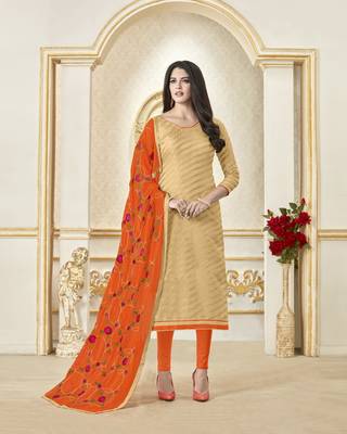 Beige printed banarasi silk salwar 1