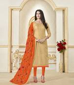 Beige printed banarasi silk salwar