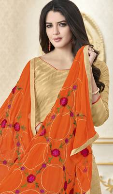 Beige printed banarasi silk salwar 2