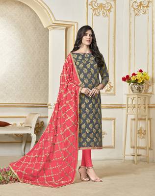 Grey printed banarasi silk salwar 1