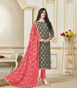 Grey printed banarasi silk salwar