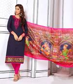 Blue printed cotton salwar