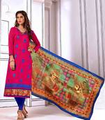 Rani-pink printed cotton salwar