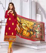 Maroon printed cotton salwar
