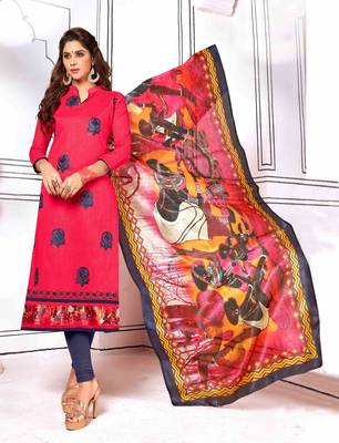 Red printed cotton salwar 1