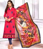 Red printed cotton salwar