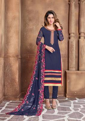 Blue printed georgette salwar 1