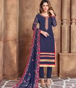 Blue printed georgette salwar