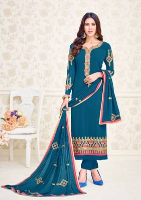 Green printed georgette salwar 1