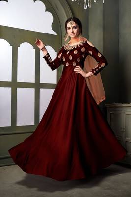 Maroon printed silk salwar 1