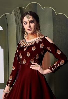 Maroon printed silk salwar 2
