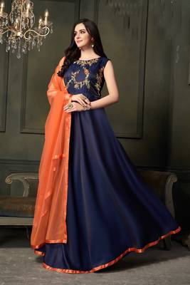 Blue printed silk salwar 1