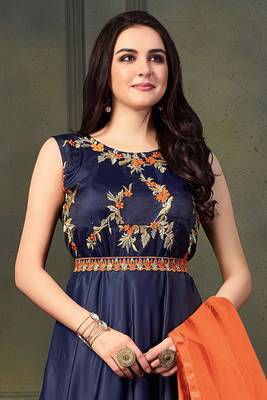 Blue printed silk salwar 2