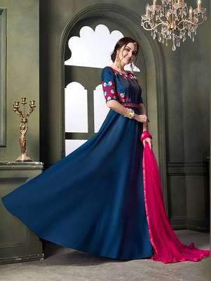 Blue printed silk salwar 1