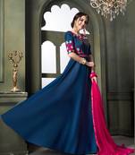 Blue printed silk salwar