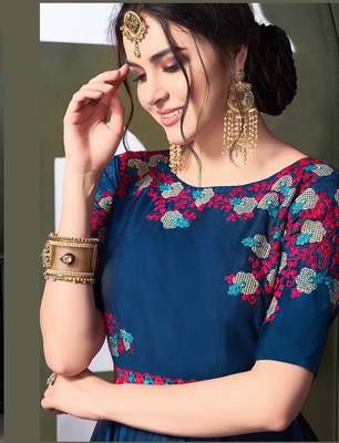 Blue printed silk salwar 2