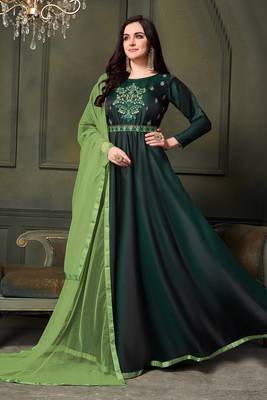 Green printed silk salwar 1