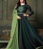 Green printed silk salwar