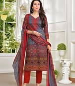 Grey printed satin salwar