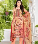 Peach printed satin salwar