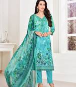 Green printed satin salwar