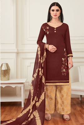 Brown printed cotton salwar 1