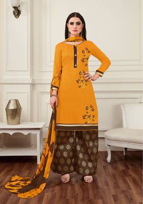 Orange printed cotton salwar 1