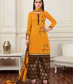 Orange printed cotton salwar
