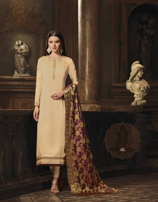 Cream printed georgette salwar 1