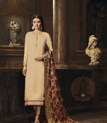 Cream printed georgette salwar