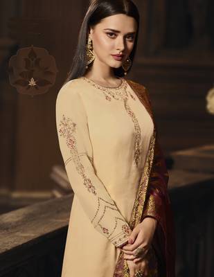 Cream printed georgette salwar 2