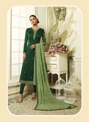 Green printed georgette salwar 1